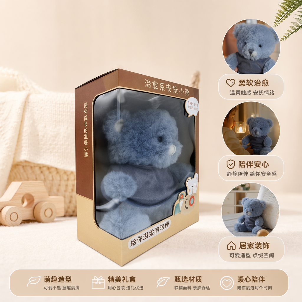 蓝色毛绒玩具熊可爱大号抱枕毛绒公仔送礼儿童安抚玩偶