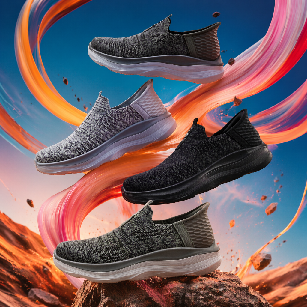 Grey knitted casual shoes are versatile, lightweight and breathable sports shoes for both men and women Specification image
