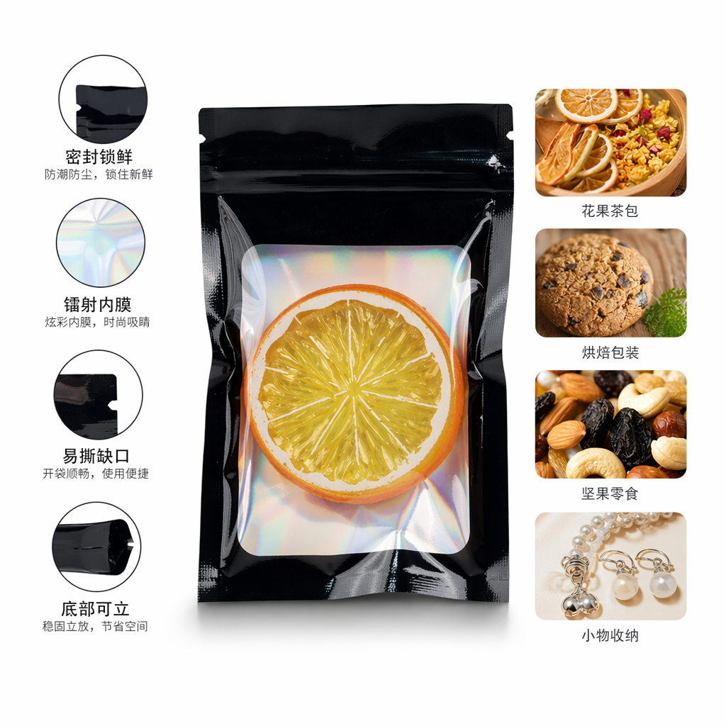 黑色密封袋装橙子切片 独立小包装 新鲜果干零食