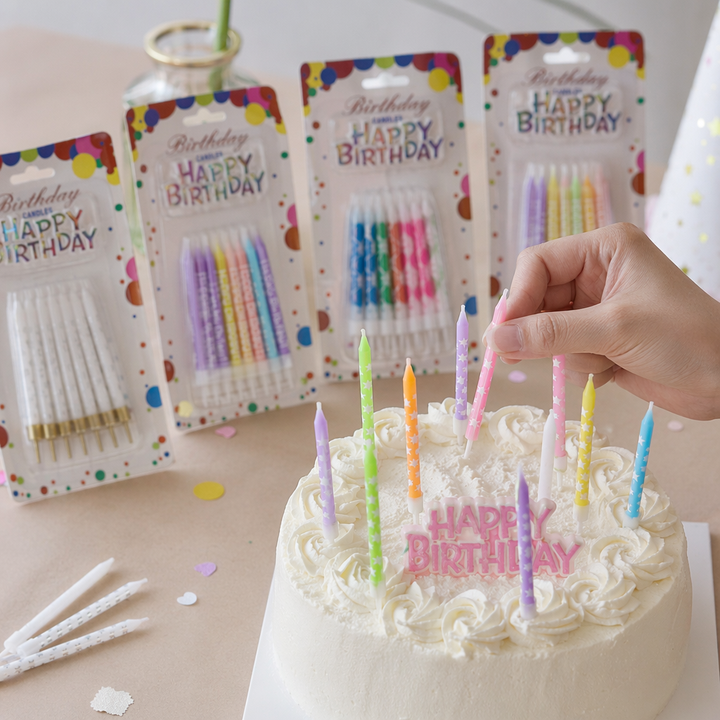 Colorful birthday candle set, children's party decoration candles with multiple color combinations to choose from details Picture