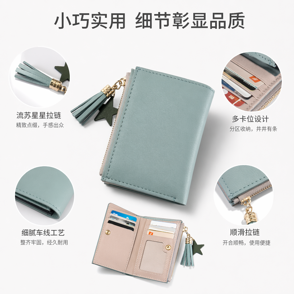 浅蓝色复古风手拿包通勤出差轻便收纳图