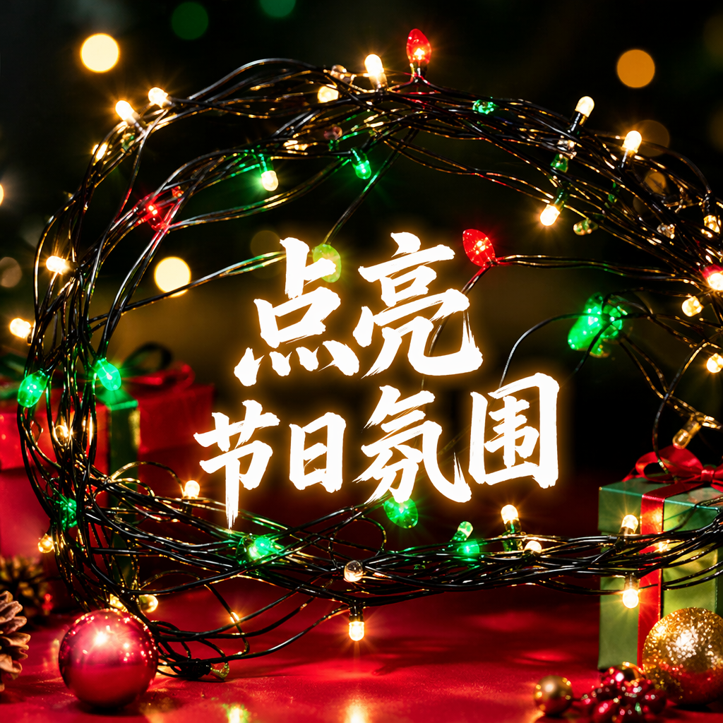 黑色电线串+彩色小灯泡细节图