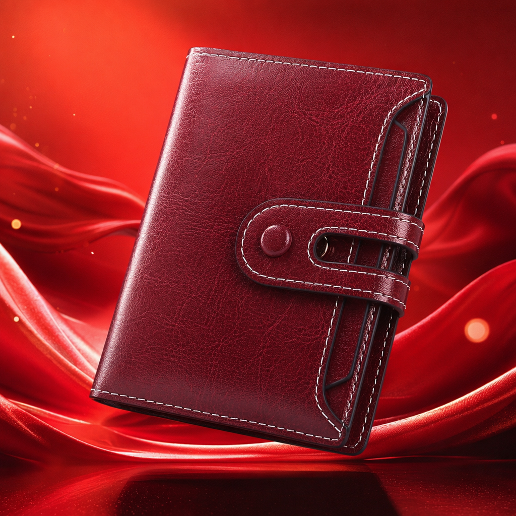 The wine-red genuine leather wallet for women is a long, simple, fashionable and versatile style Specification image