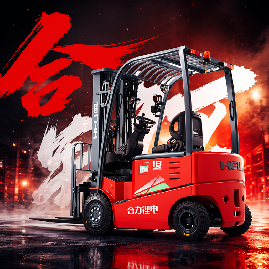 The red electric forklift is an industrial handling equipment powered by a 1.5-ton lithium battery Specification image