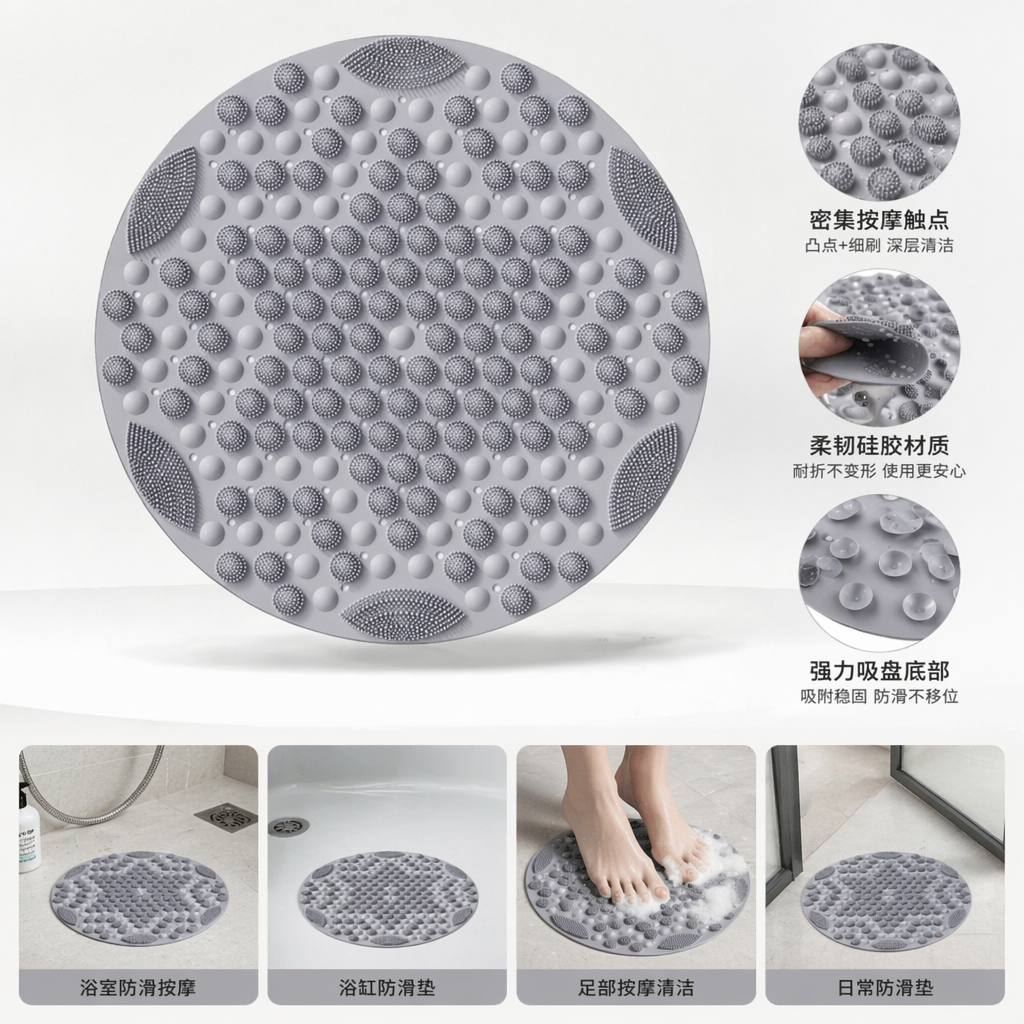 灰色圆形按摩垫家用全身背部颈部放松理疗垫