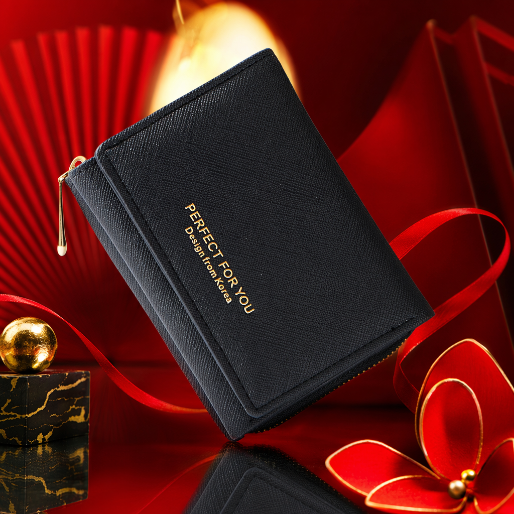 Black genuine leather men's wallet, simple business long card case, loose change wallet Specification image
