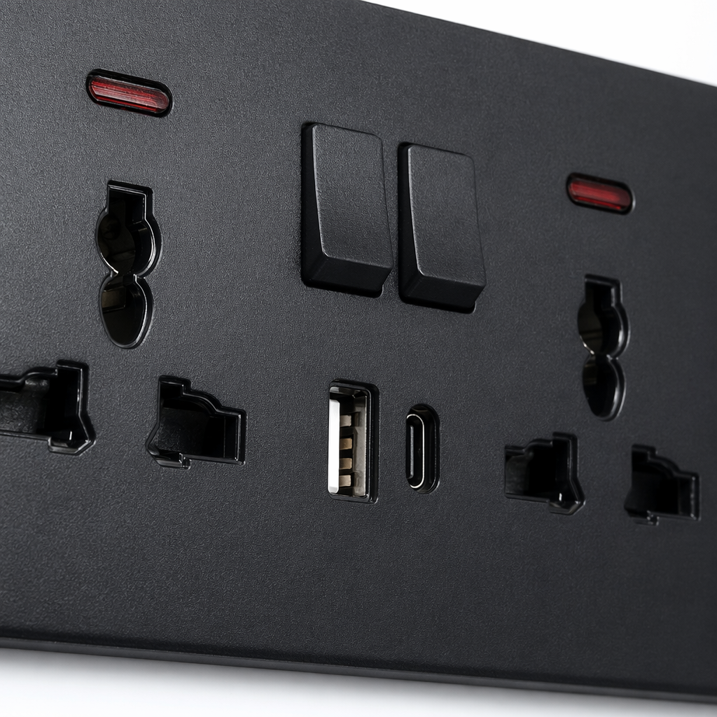 T5/T6 black dual-function USB+C wall socket, safe and anti-electric shock, exclusively for export Application Scenario