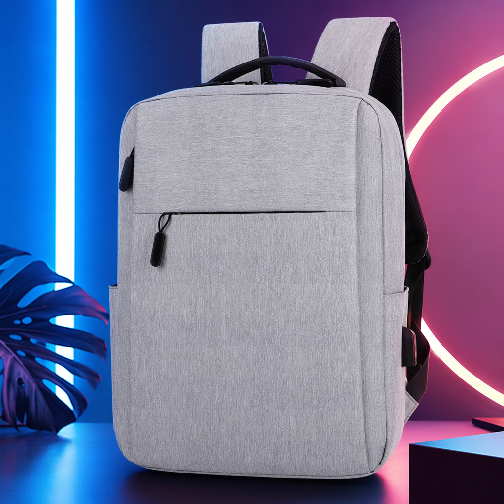 This grey, simple and fashionable backpack is lightweight and has a large capacity for student commuting Specification image