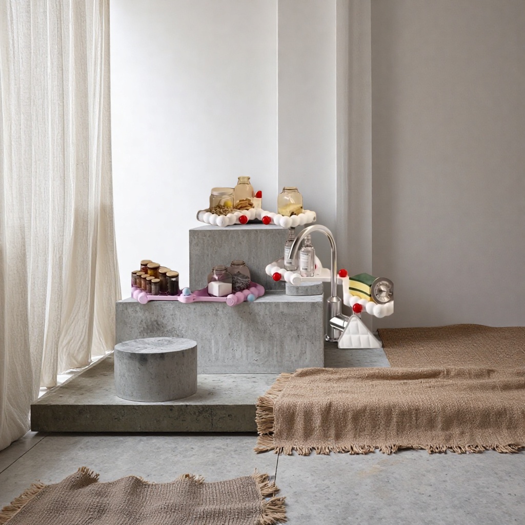 Colorful spherical kitchen storage rack, multi-functional and adjustable storage stand details Picture