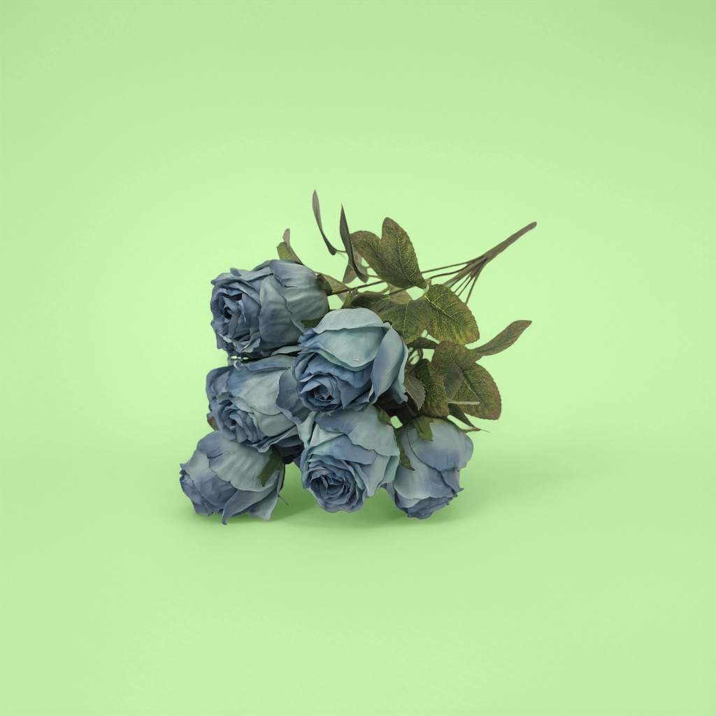 Blue artificial rose bouquets, artificial fresh flower ornaments, for living room and bedroom decoration