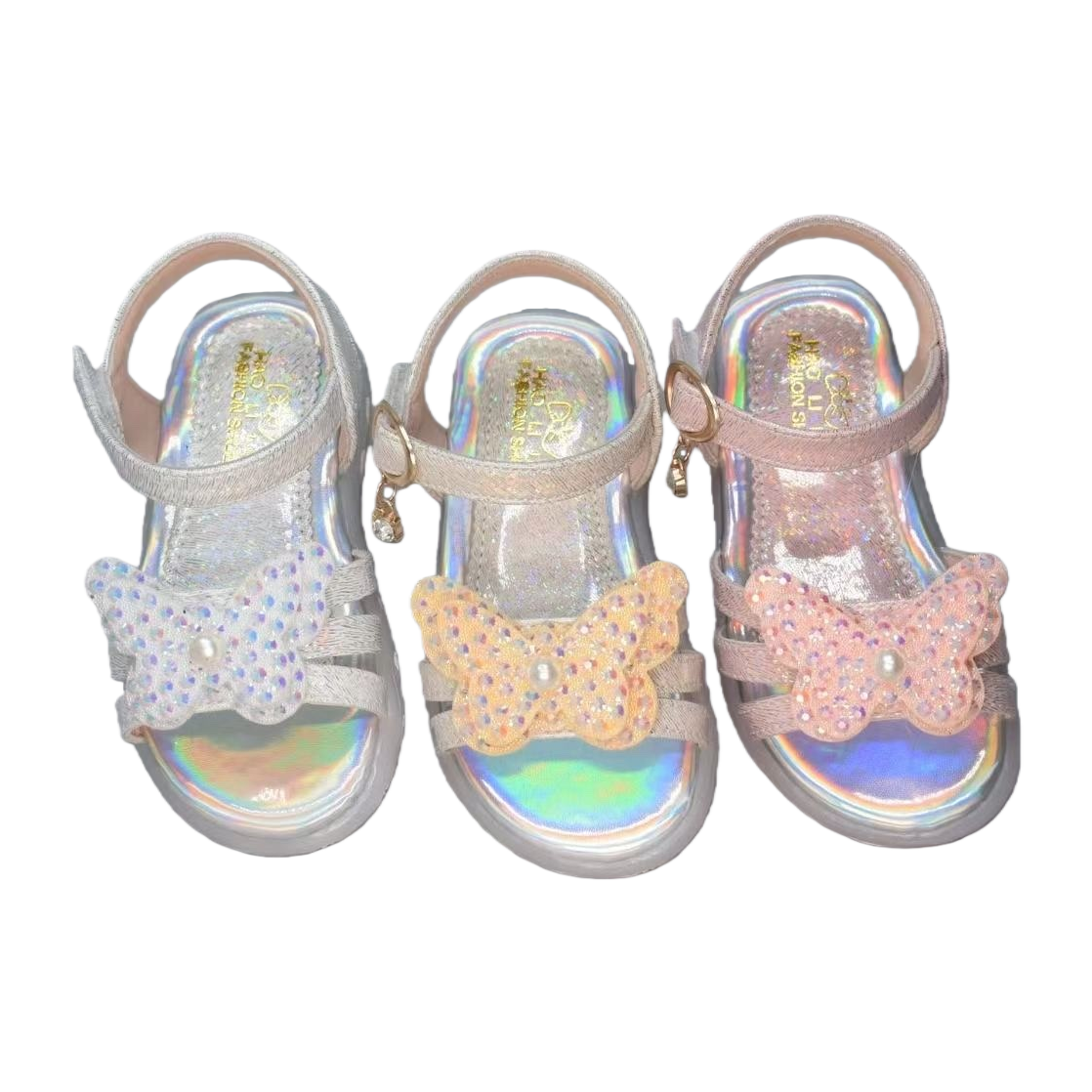 Colorful butterfly-decorated children's sandals for girls, summer style, breathable and anti-slip, one-step Item Picture