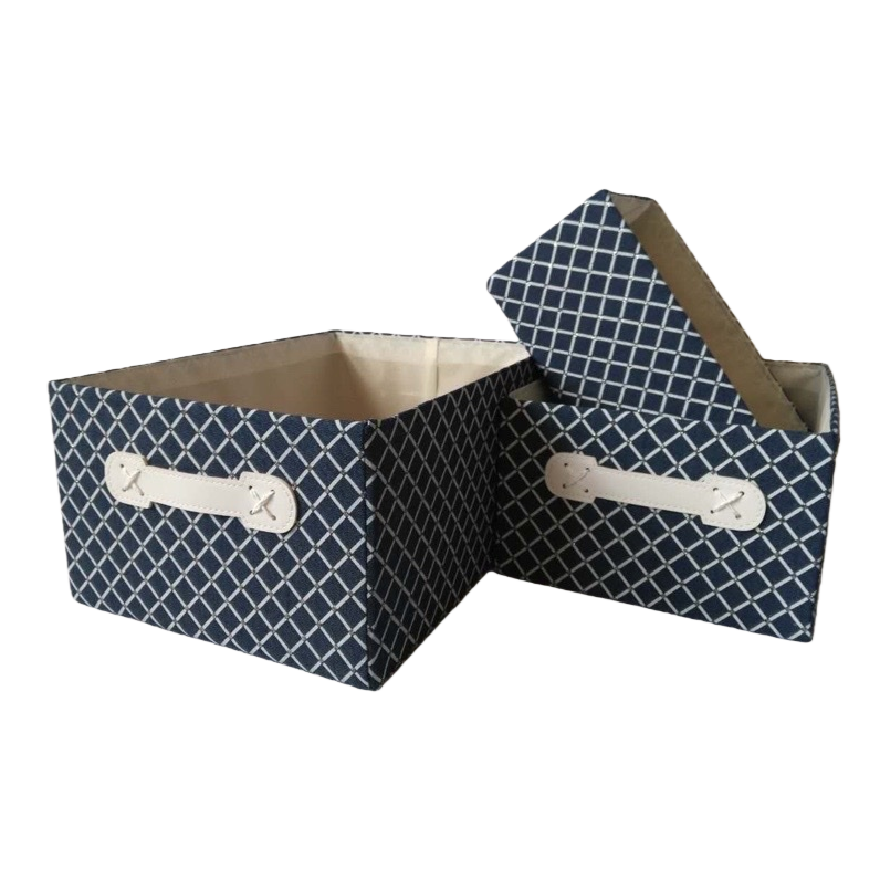 Blue and white checkered storage box, home desktop organization box, simple Nordic-style storage box Item Picture