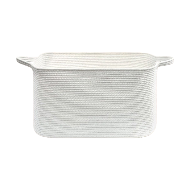 White woven storage basket, household storage basket, large-capacity living room and bedroom organizing basket Item Picture
