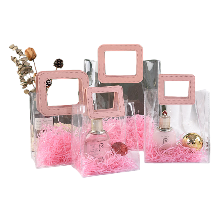 Pink square handle transparent gift bag for perfume gift packaging bag, special bag for perfume Item Picture