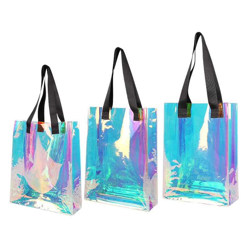 Rainbow-colored holographic material handbag, fashionable, environmentally friendly and large-capacity shopping bag Item Picture