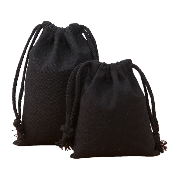 Black drawstring cloth bag, large-capacity cotton and linen eco-friendly shopping bag, foldable hand-held storage bag Item Picture