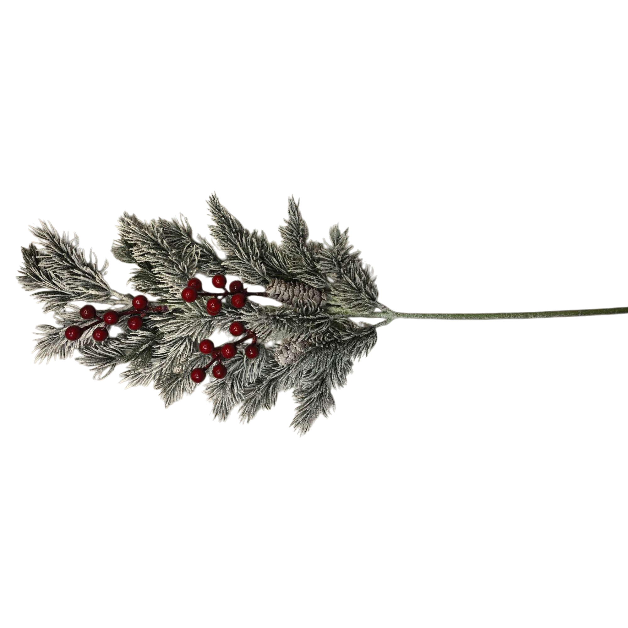 白色霜冻松枝带红浆果松果装饰品 Item Picture