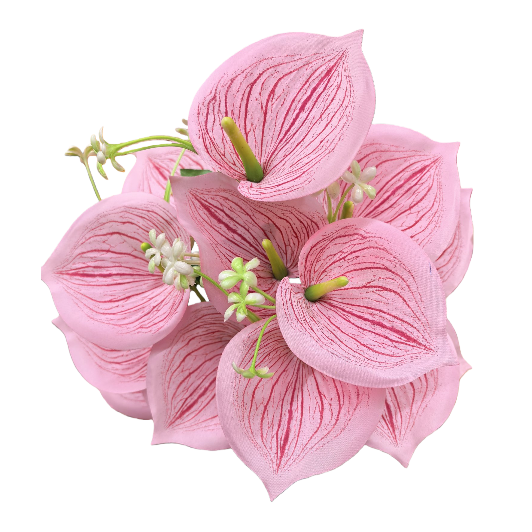 粉色条纹人造花束仿真鲜花装饰客厅卧室摆件