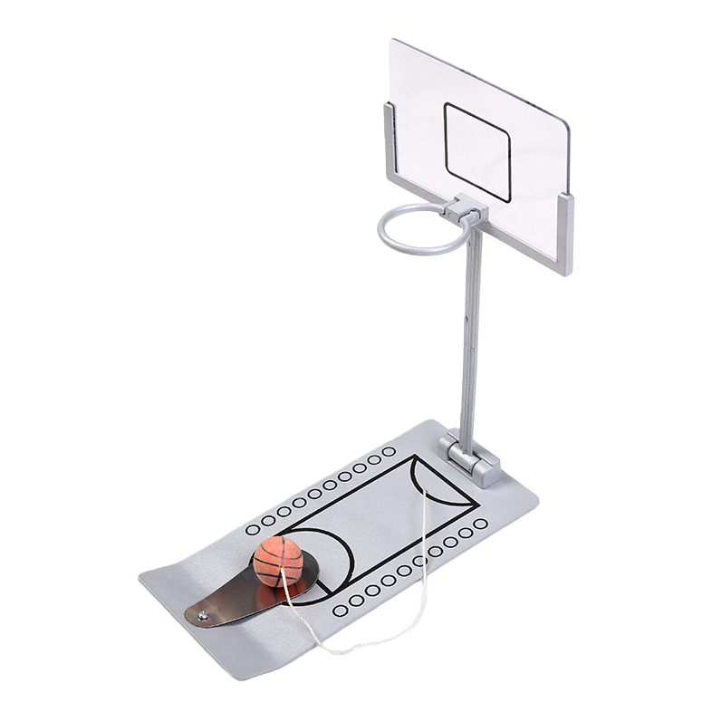 Silver desktop mini basketball stand with orange small balls and transparent backboard for home, office and entertainment Item Picture