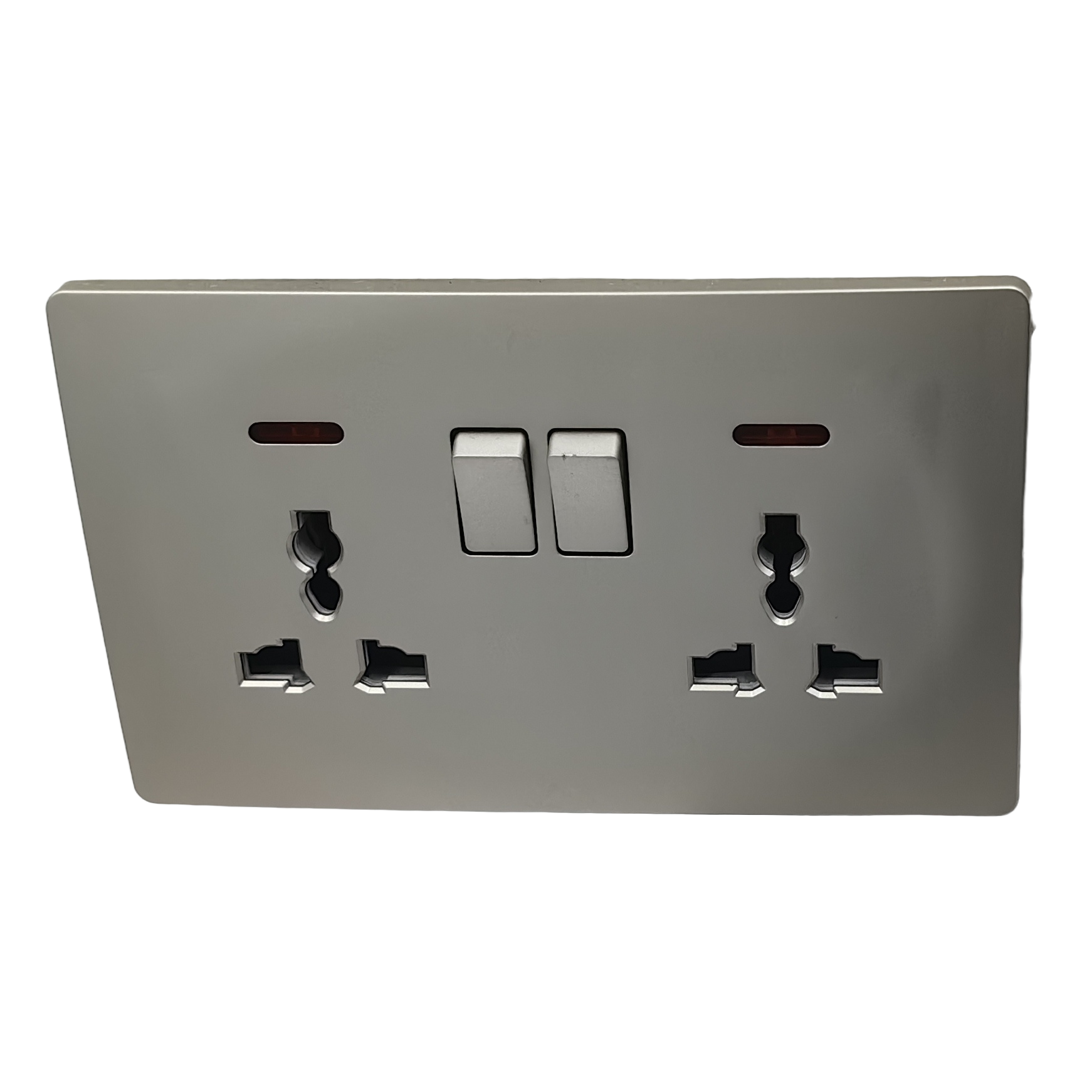 T5 Grey and gold dual 13A multi-functional wall socket, suitable for both home and office use, with a safe anti-electric shock outlet Item Picture