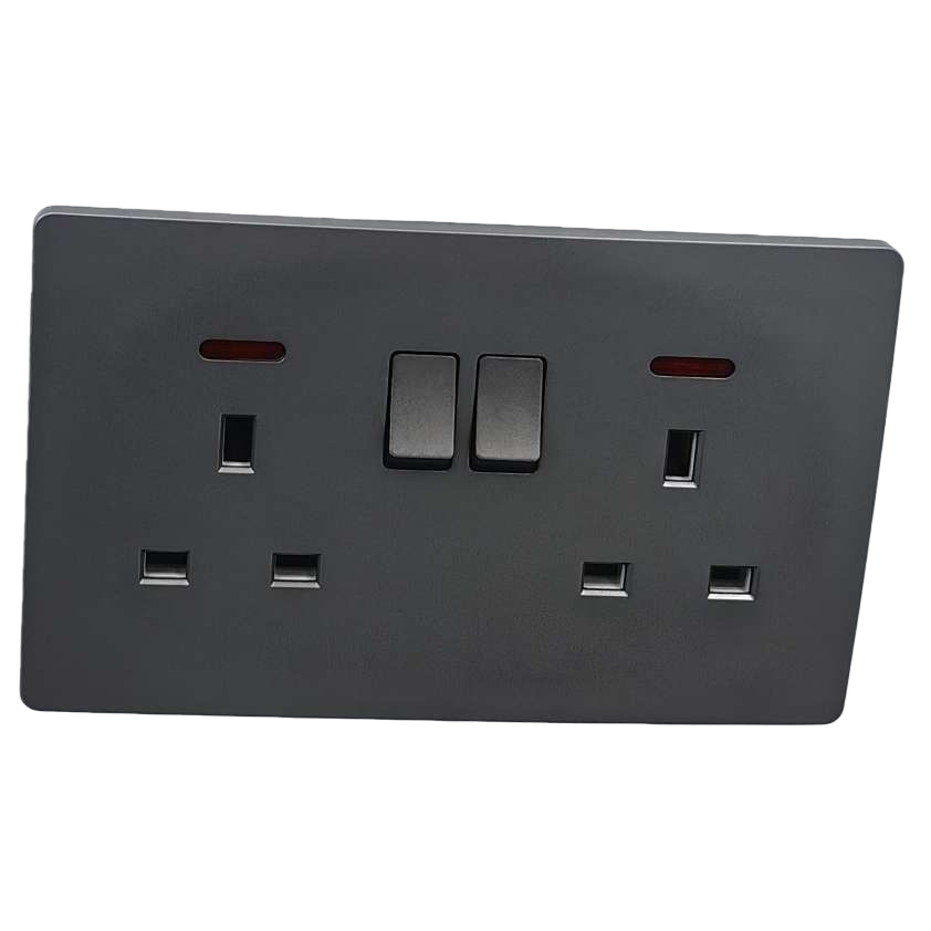 T5 grey dual 13A wall socket, suitable for both home and office use, exclusively for export Item Picture