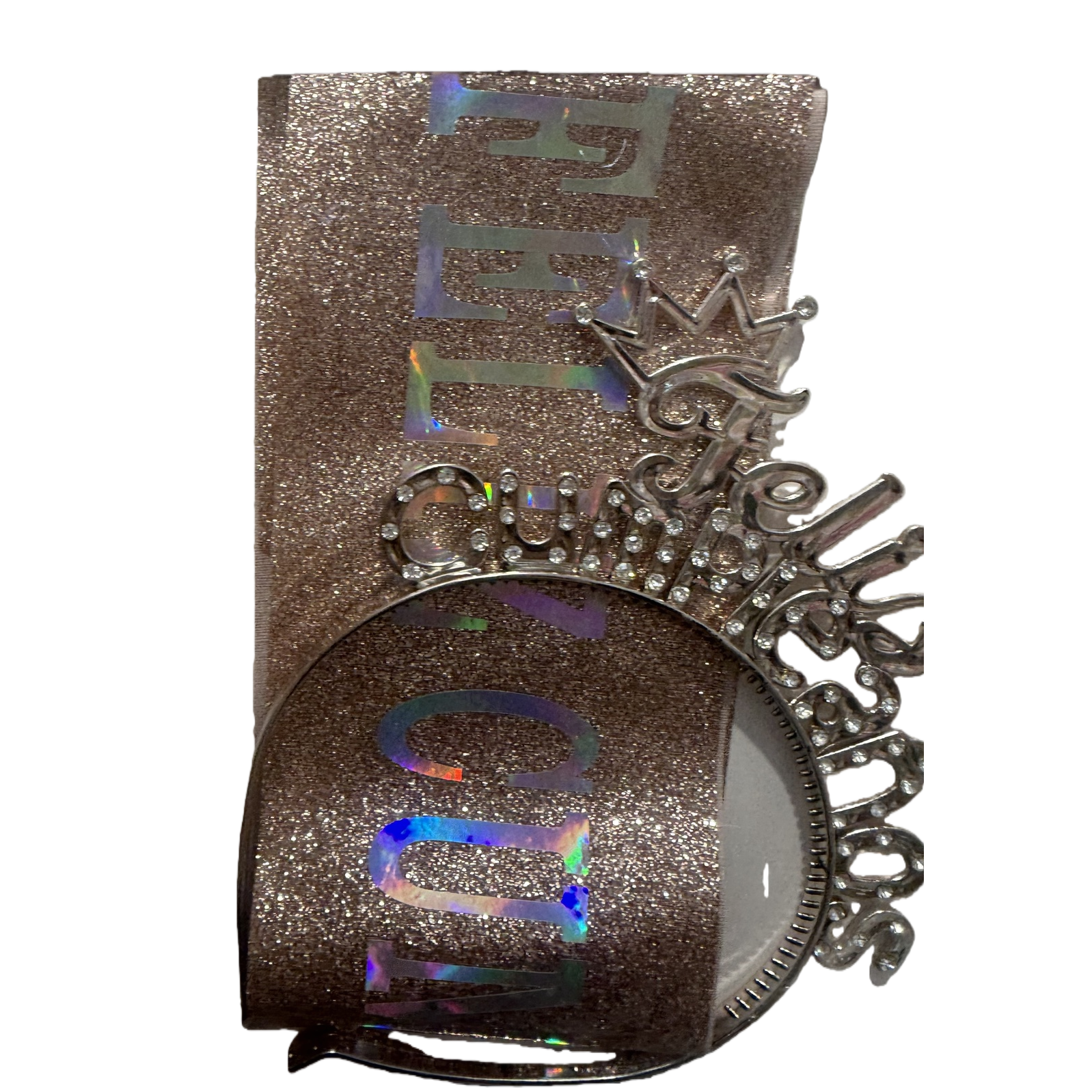 Golden sequined sashes with crown decorations, festival party, wedding celebration props Item Picture