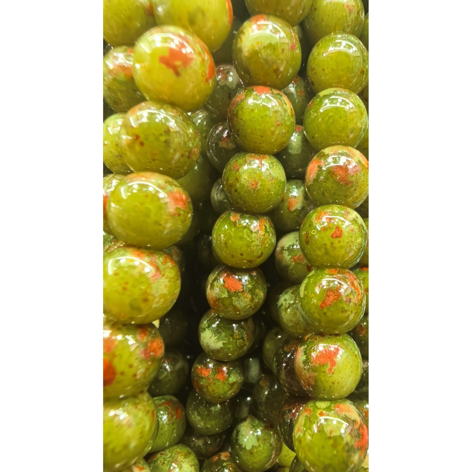 Green with red spots, natural stone beads, DIY accessories, woven beads, material beads, loose beads Item Picture