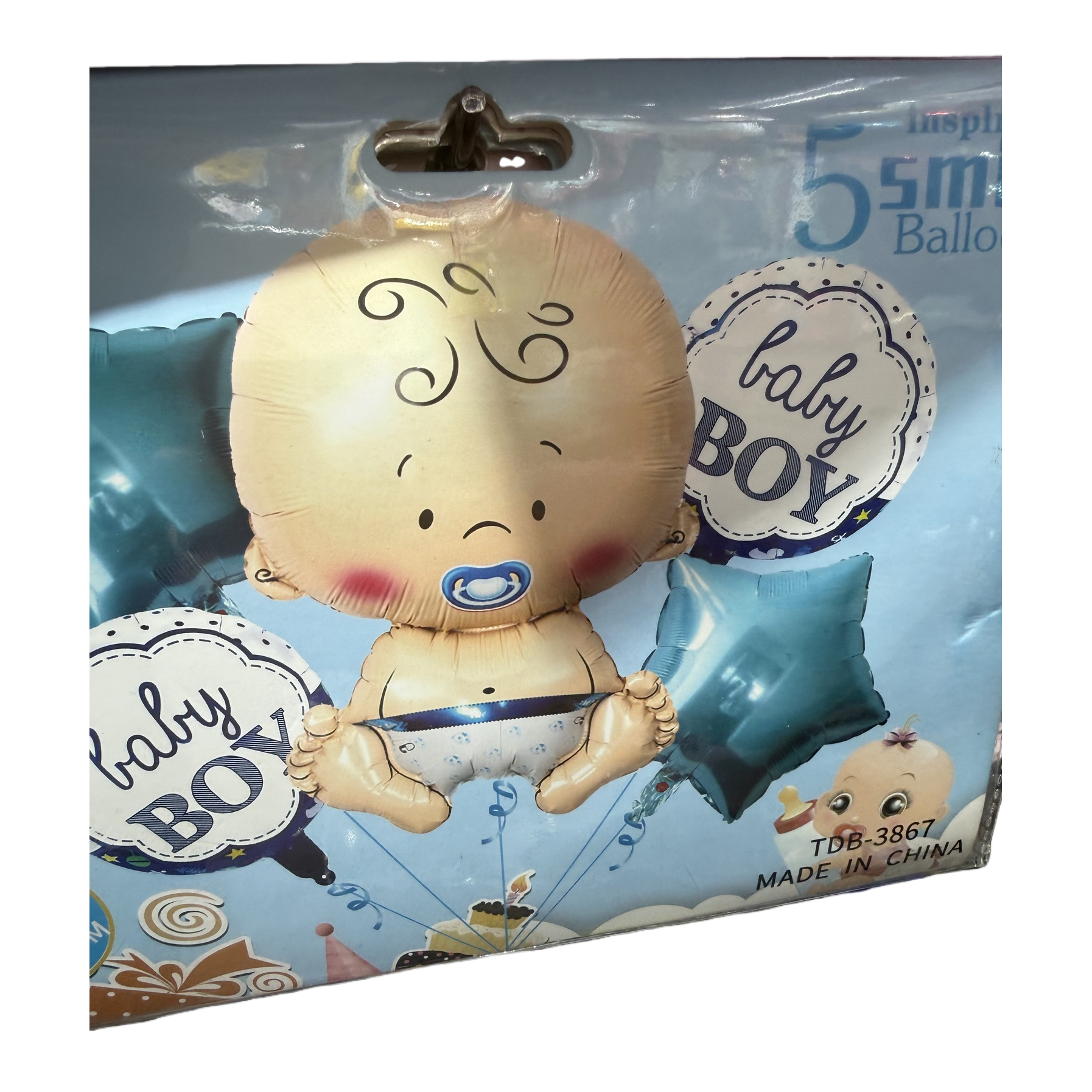 Baby-shaped balloon set, blue packaging bag, baby party decoration items Item Picture
