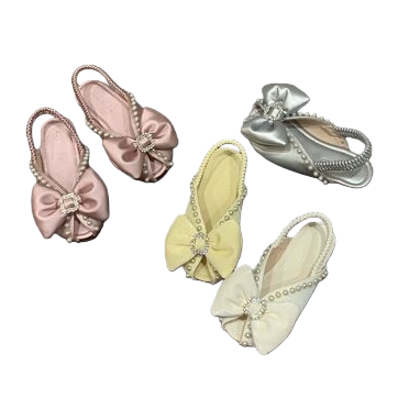 Pink, yellow, white, silver pearl bow sandals Item Picture