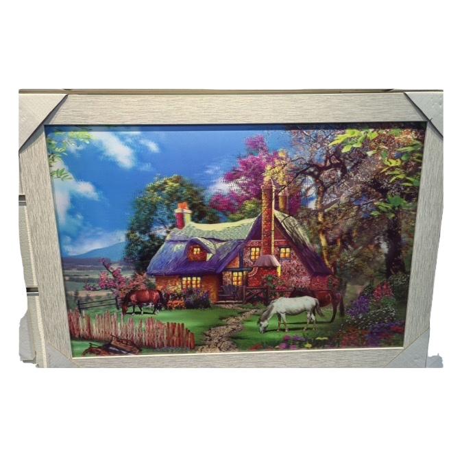 彩色田园风景画白底实物图