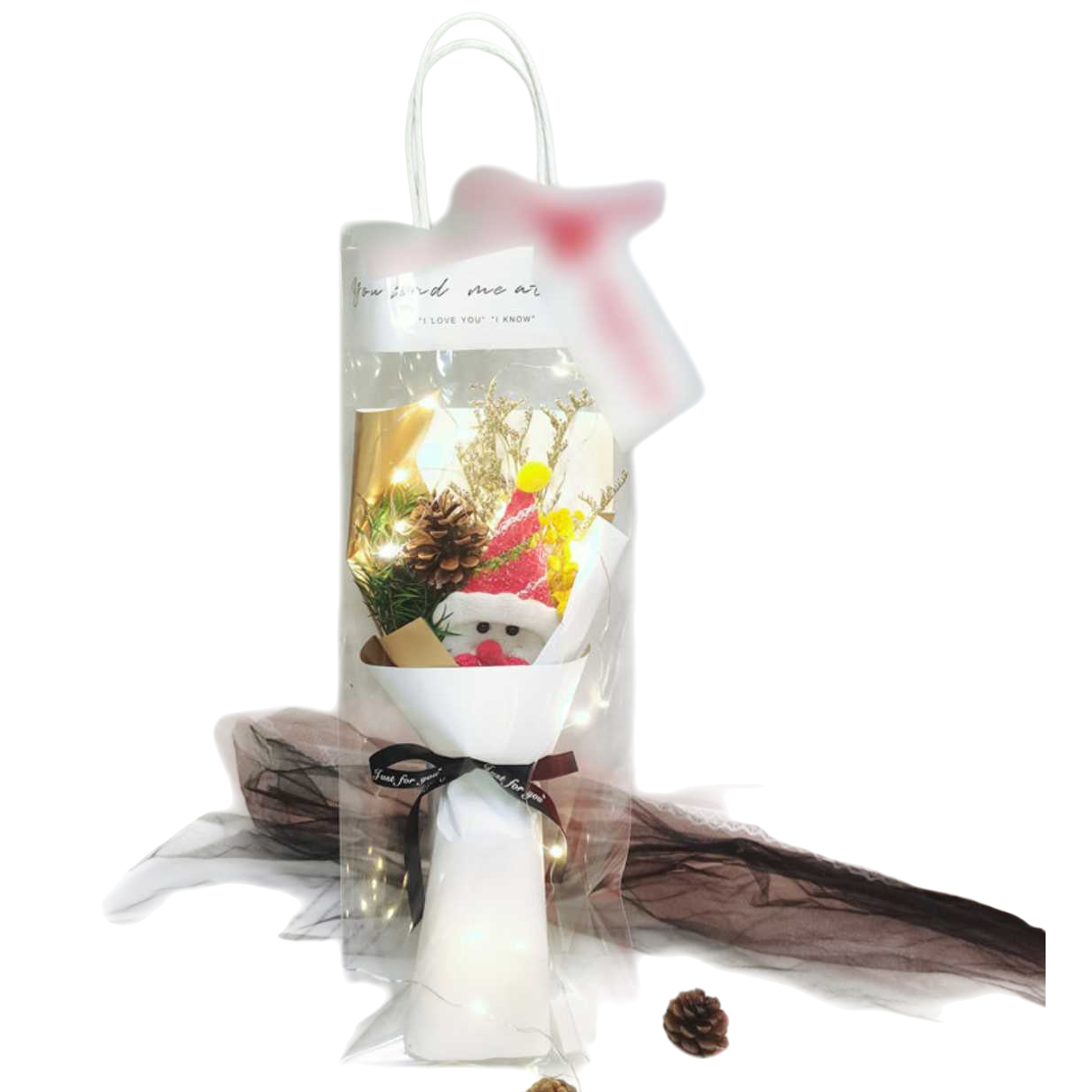 Christmas-themed transparent packaging bag flower bouquet decoration gift bag Item Picture