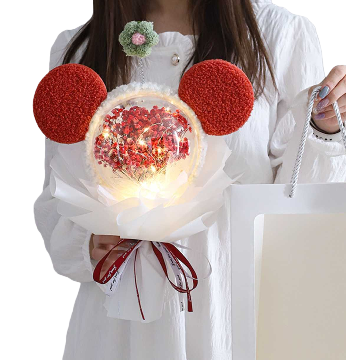 Red Mickey Mouse ear luminous bouquet, officially authorized by Disney for festival celebration decoration Item Picture