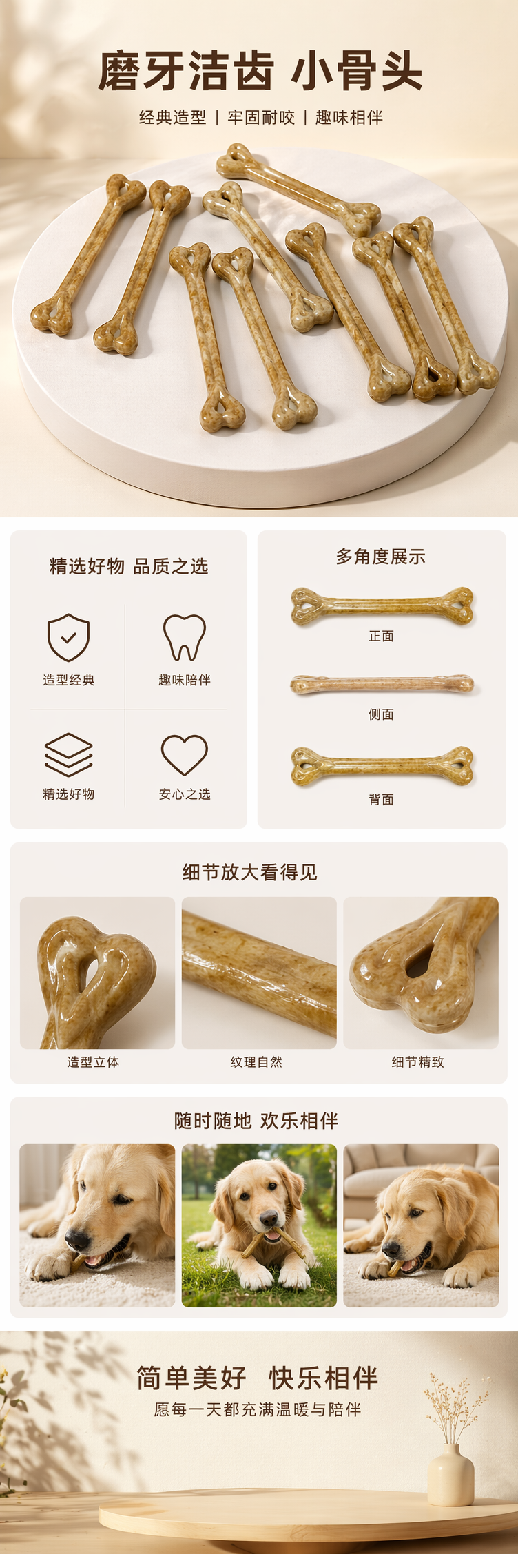 棕色骨头形状饰品 个性时尚配饰男女通用详情1
