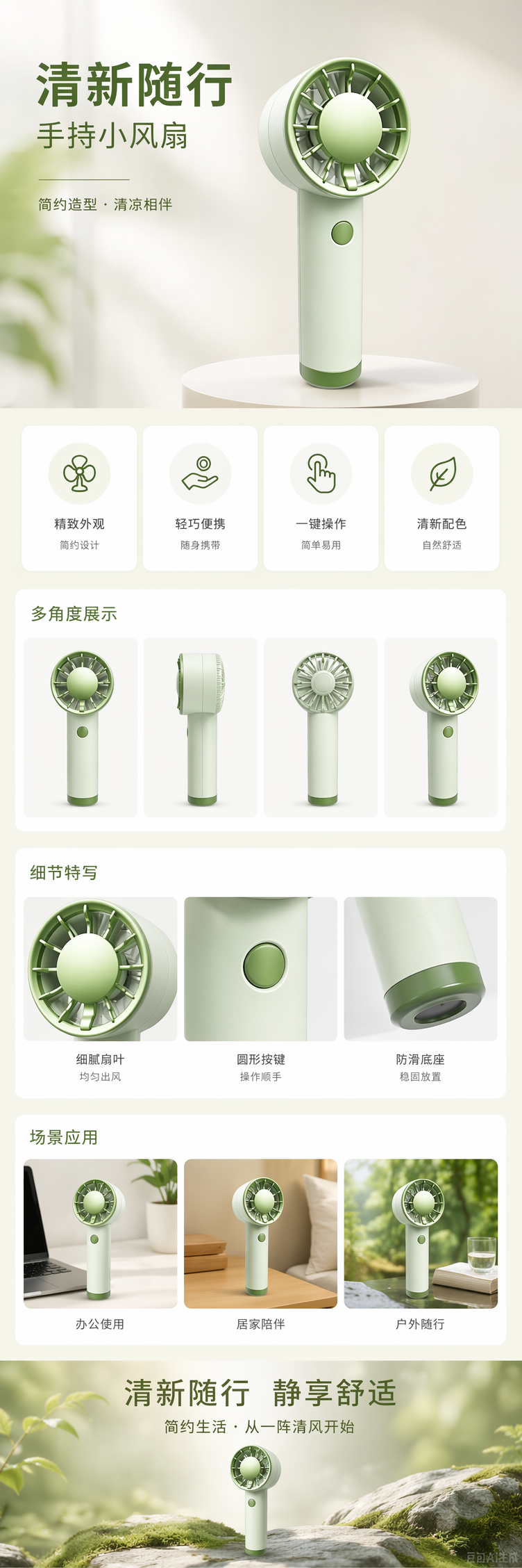 新款手持卡通 USB充电小风扇 便携学生礼品家用迷你批发夏天 pic 1