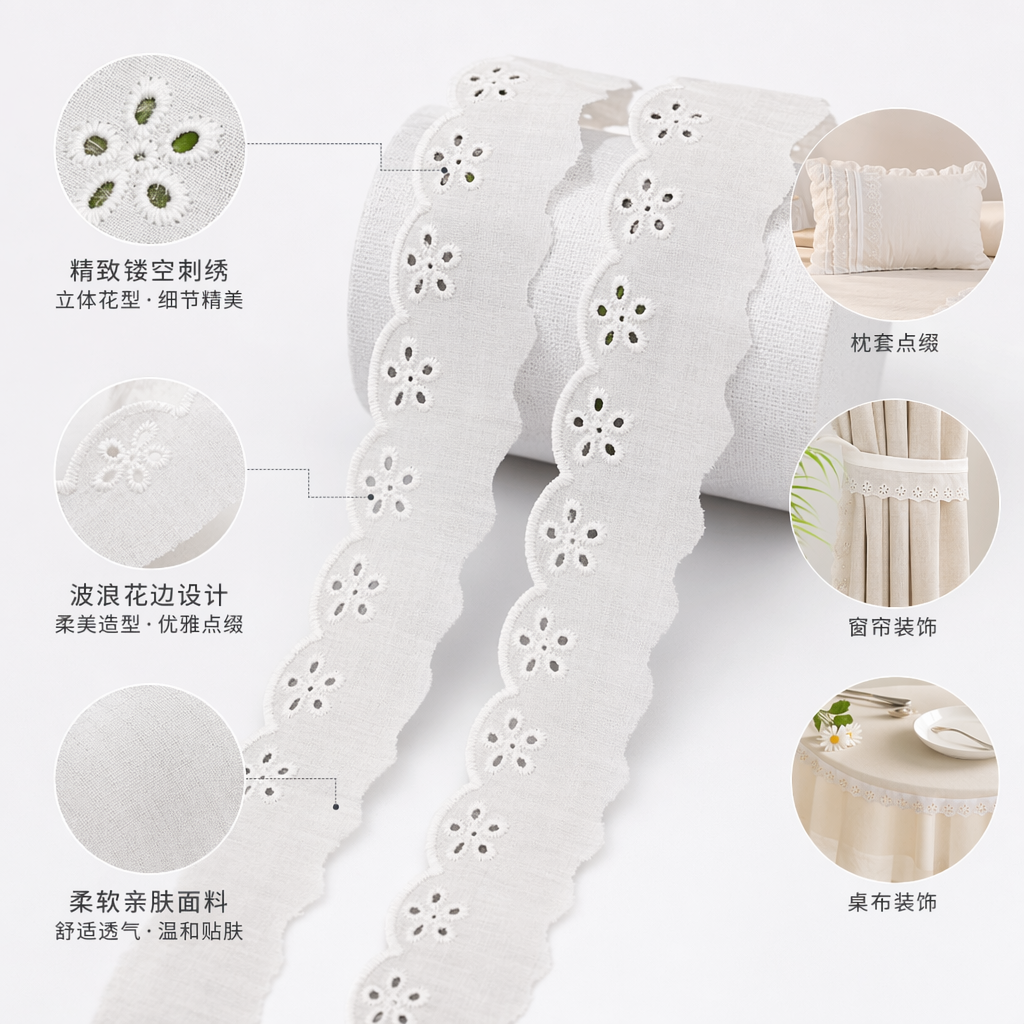 白色蕾丝花边饰柔软透气手工DIY辅料