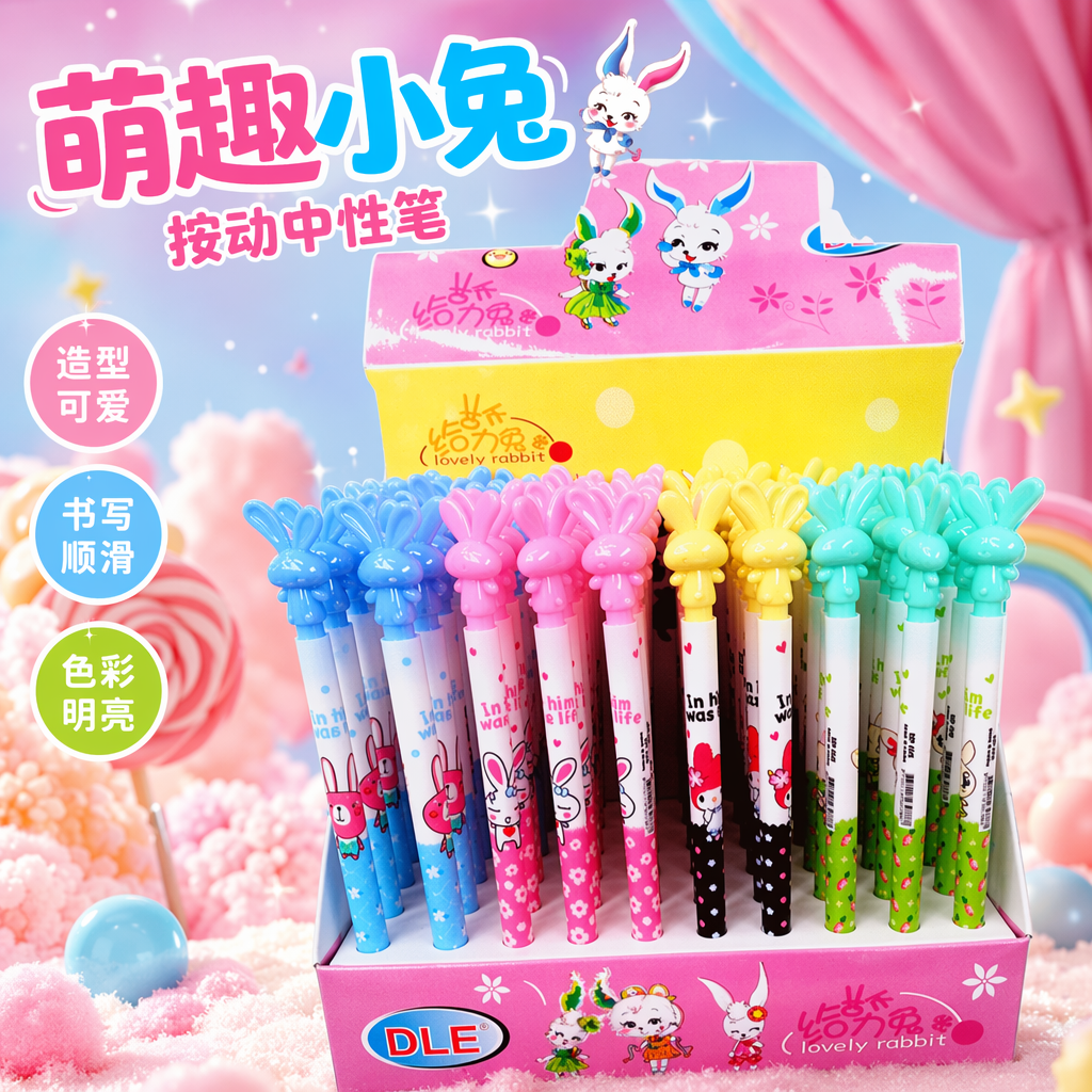 彩色兔子造型自动铅笔细节图