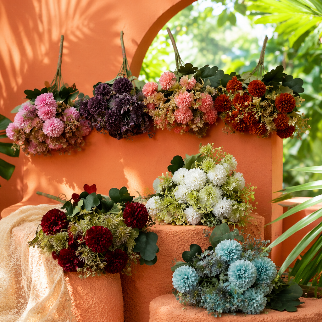 Colorful simulated flower bouquets with velvet texture, permanent floral art ornaments for living room and bedroom decoration Specification image