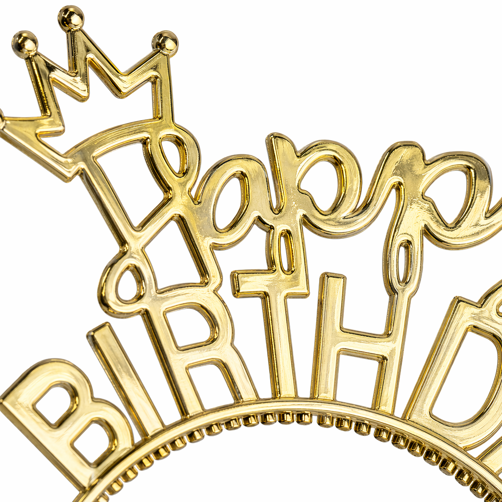 The golden "Happy Birthday" decorative set includes a crown letter glitter background board with a rainbow gradient of "HAPPY" Application Scenario