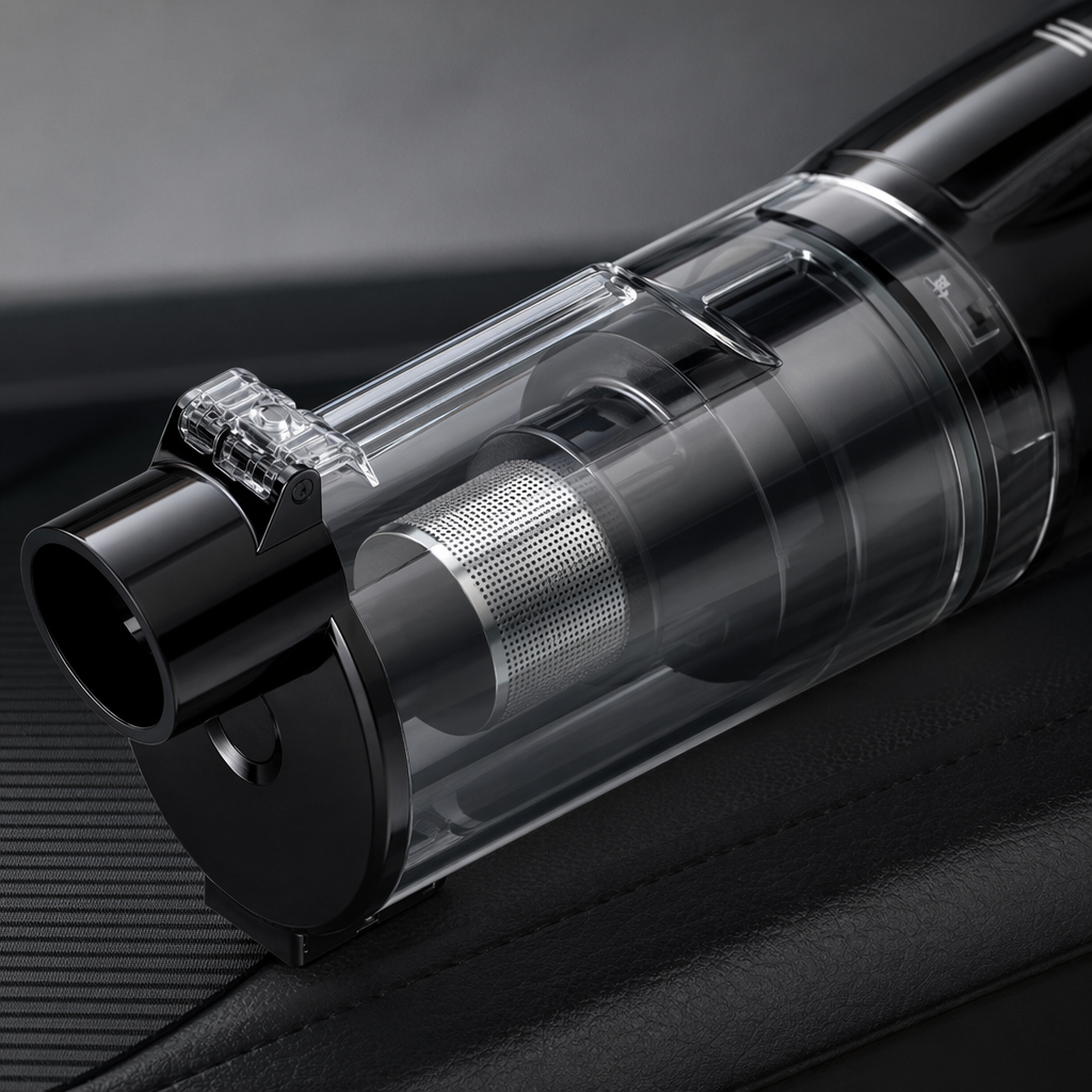 Black handheld vacuum cleaner for household use, with strong suction power, lightweight and wireless charging Application Scenario