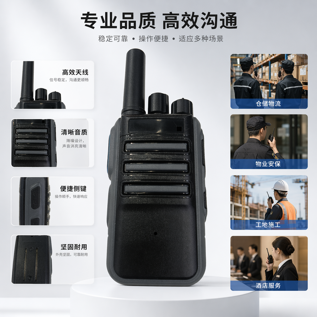 HT3黑色对讲机 无线通讯设备 防水防摔 超长续航 实用型专业对讲机