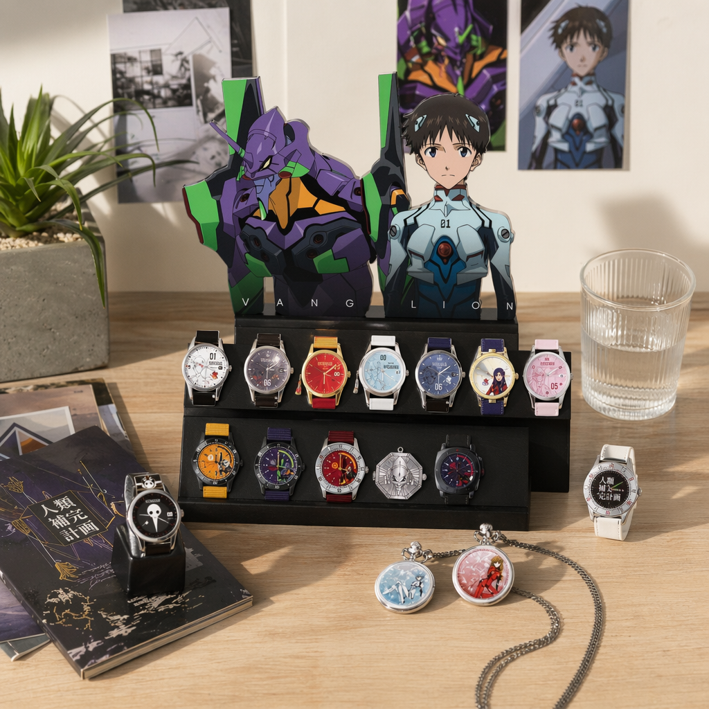BOXFUN EVANGELION新世纪福音战士主题手表套装 碇真嗣零号机EVA机体紫色绿色配色产品图