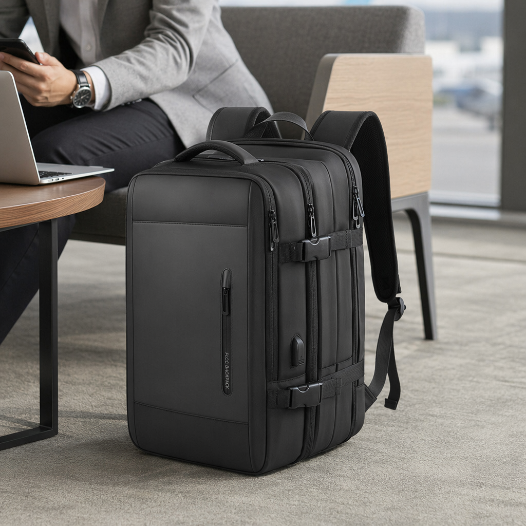 Black nylon waterproof and wear-resistant backpack for commuting and school, simple and versatile backpack details Picture