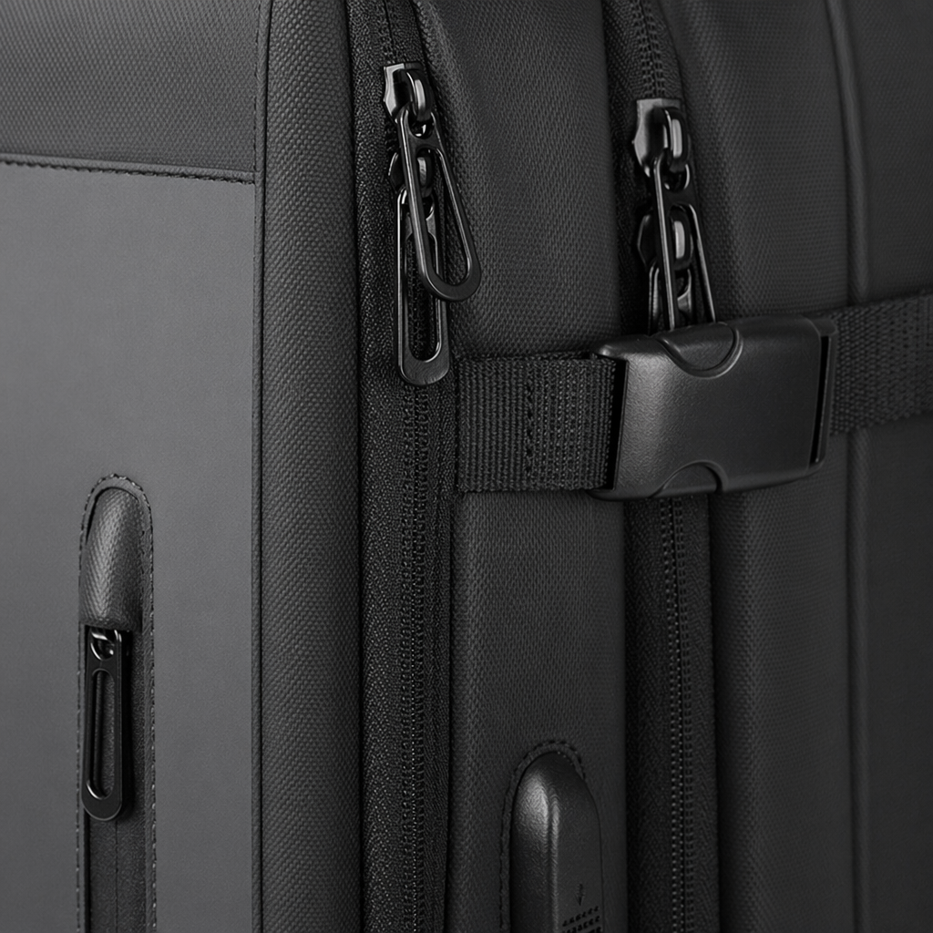 Black nylon waterproof and wear-resistant backpack for commuting and school, simple and versatile backpack Application Scenario