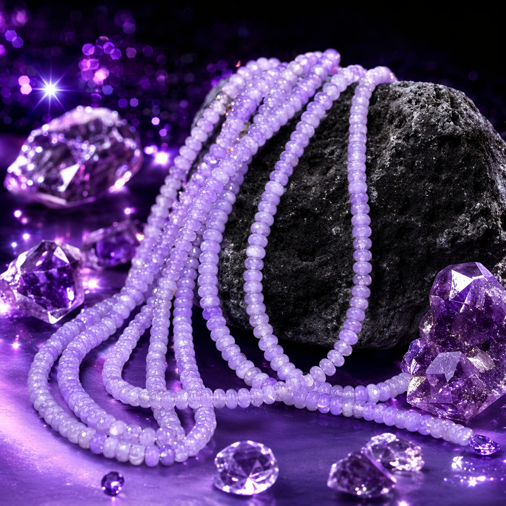 Purple natural pearl string necklace is an elegant lady's accessory with a refined and elegant temperament Specification image