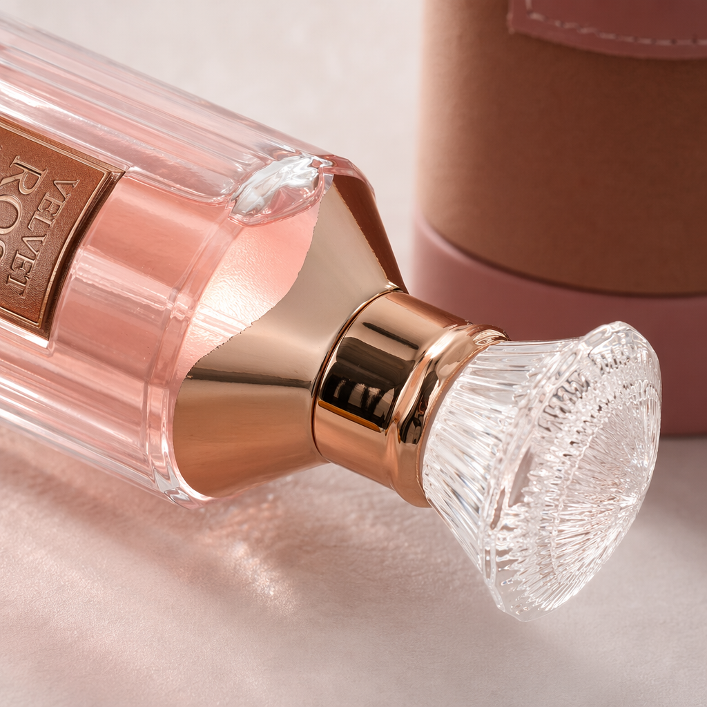 Velvet Oud golden perfume bottle with black suede gift box Application Scenario