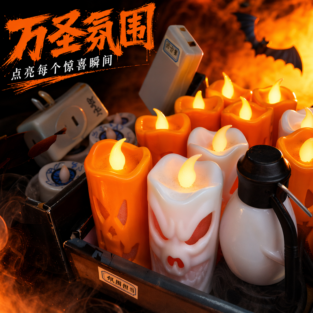 Orange and white pumpkin-shaped electronic candle festive decorative atmosphere light, no need for drilling, remote control Specification image
