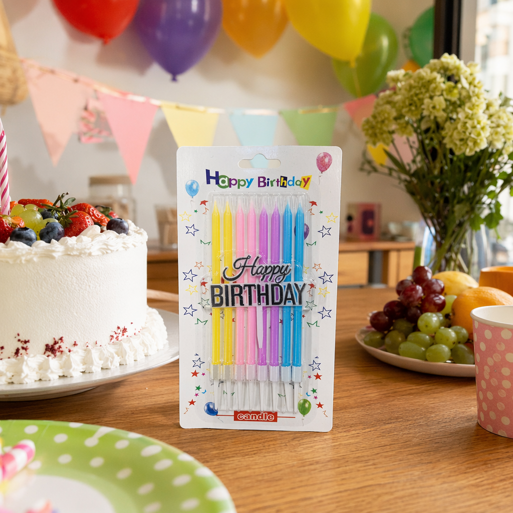 Colorful birthday candles, children's party decorations, available in multiple colors, safe and smokeless details Picture