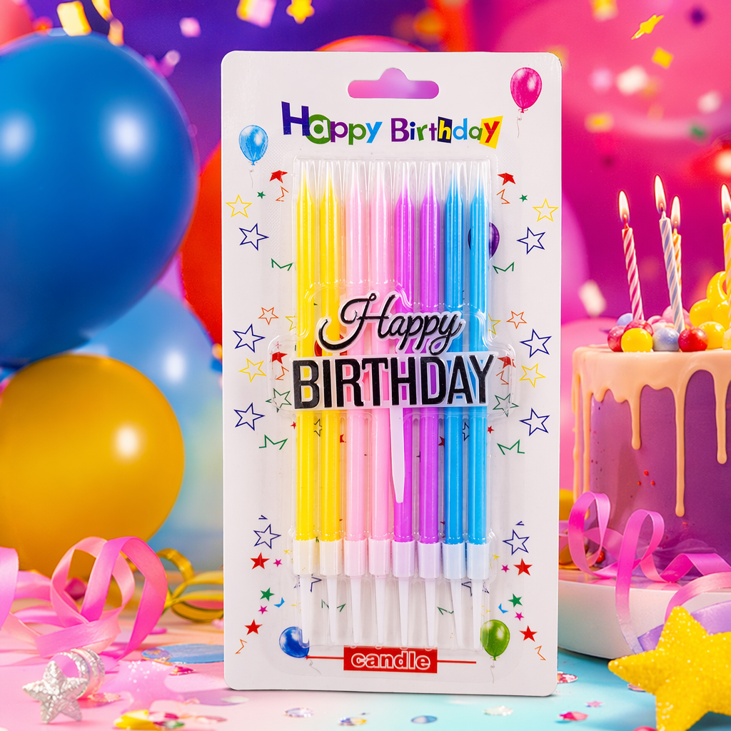 Colorful birthday candles, children's party decorations, available in multiple colors, safe and smokeless Specification image