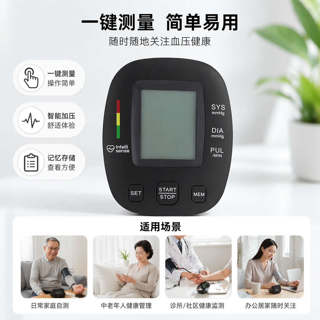 欧姆龙全自动上臂式黑色血压计 电子家用静音精准测量