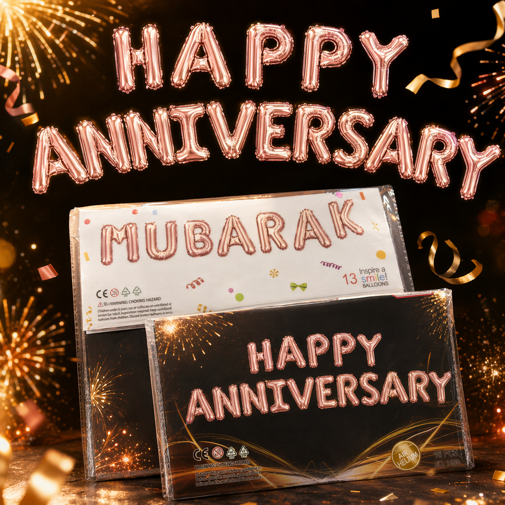粉色气球字母“HAPPY ANNIVERSARY”细节图